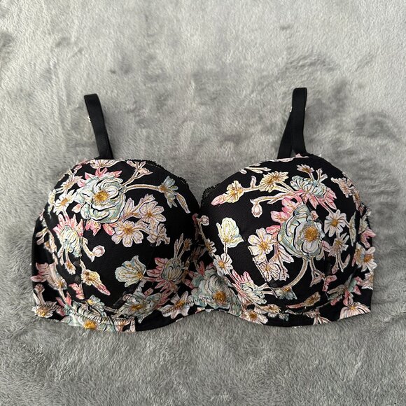 Victoria's Secret Dream Angels Lined Demi Bra 34DDD 34F Black Lace Underwire - Picture 1 of 4